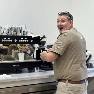 Dave, the owner is friendly and serves a great cup of coffee