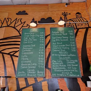 Coffee and food menu