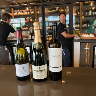 three bottles of wine