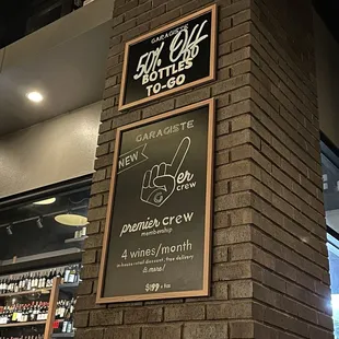 50% off bottles to go and membership info