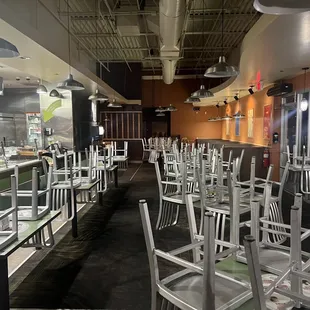 a restaurant with tables and chairs