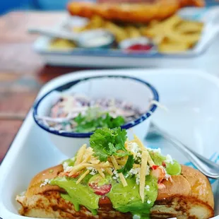 Hatch Chile roll and GIANT fish and chips