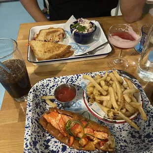 Lobster roll and lobster grilled cheese