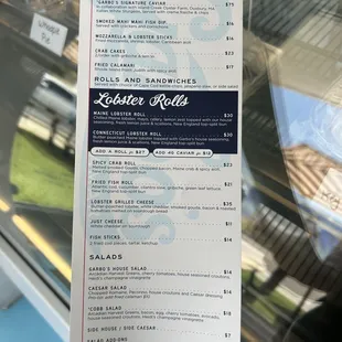 a menu for a restaurant