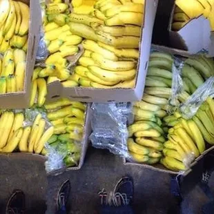 several boxes of bananas
