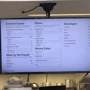 Menu at their new location.
