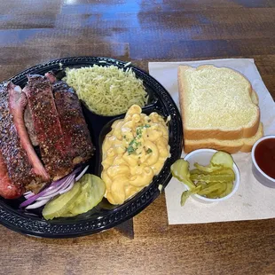 The Three 3 Meat Plate with brisket,sausage and ribs.