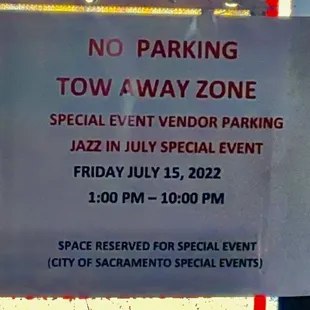 No parking along the park curbs...the all day "Jazz in July" event is FINALLY happening!!!