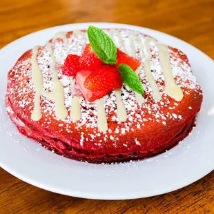 red velvet pancakes.