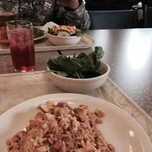 Fried rice and greens again. Got this Stockholm Syndrome  going on with Garcia DFAC