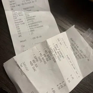 Receipts for purchase...