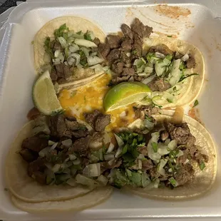 4 Steak Taco Truck Tacos w/ Refried Beans