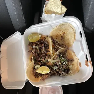 4 Tacos with Drink, Chips, &amp; Salsa For $10. Uneven portions of Meat and Small Chips