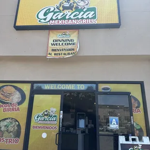 the entrance to the restaurant