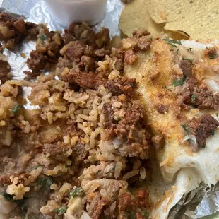 Spoiled asada covered with over seasoning