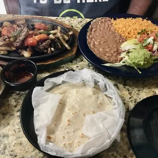 Beef Fajitas. Delicious but prefer less large tomatoes (plate filler) and more beef.