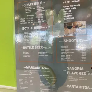 Alcoholic Drinks menu