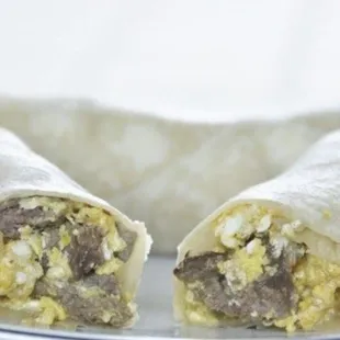 two burritos on a plate