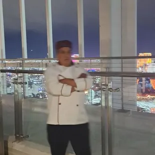 enjoying the view at palms place.