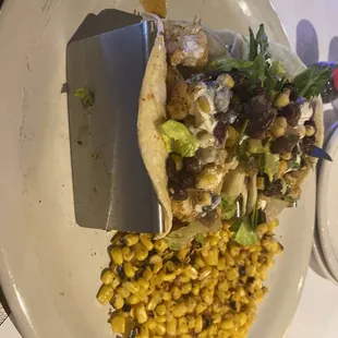 Shrimp tacos with corn