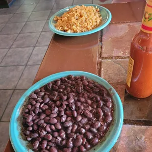 Sides of rice n black beans