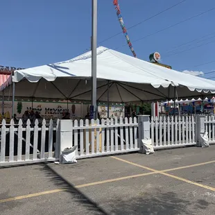 Tent in parking lot