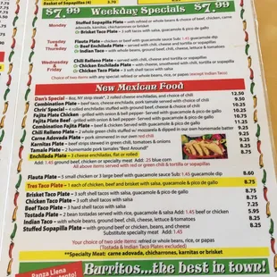 Menu photo April 2019