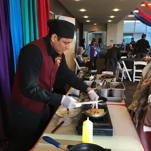 Made to order omelet station at Balloons &amp; Breakfast event during Balloon Fiesta