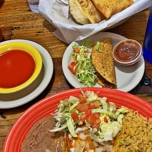 Combination plate. Tamale, beef taco and enchilada. So good and so filling.