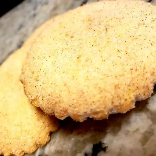 two cookies on a counter