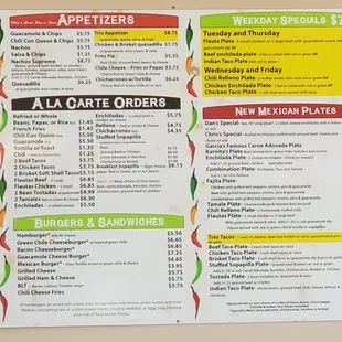 Menu, August 2020