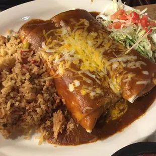 Beef burrito enchiladas style