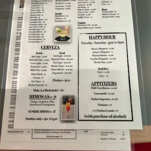 Drink menu