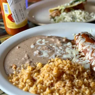 Combo with taco and enchilada.