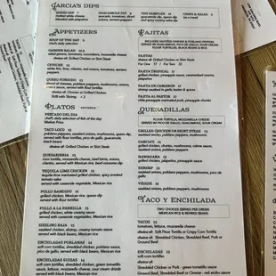 Front of menu