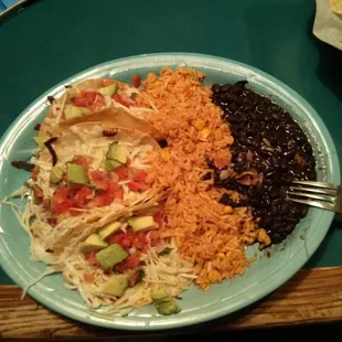 The shrimp tacos were delicious - especially with the hot sauce!