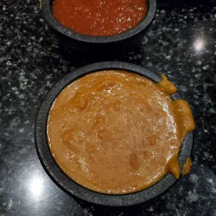 Bean dip and salsa