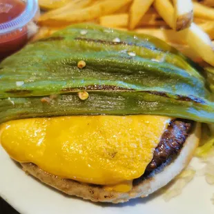 Garcia&apos;s Cheeseburger with added green chili~