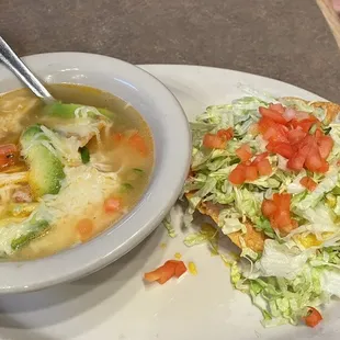 Tortilla soup and a tostada