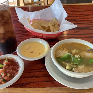 My absolute favorite. Chips &amp; salsa, small queso, small tortilla soup with the pico on the side so I can put it in the salsa.