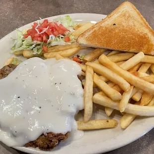 Chicken fried steak - not too good.  Made from a frozen.