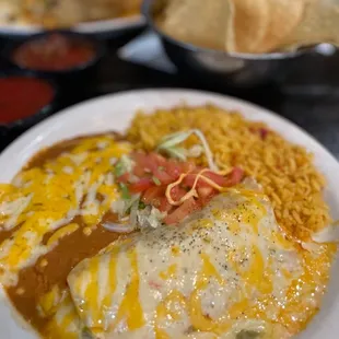 Build Your Own 1 Item Combo (sour cream enchilada, rice and Refried Beans