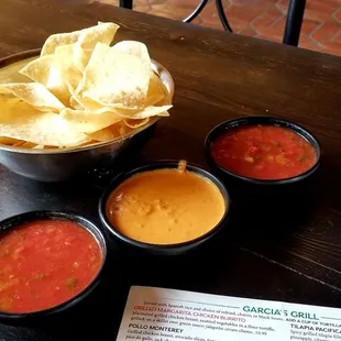 Complimentary beans and salsa.