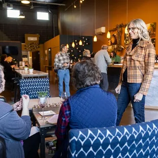 a woman in a plaid shirt