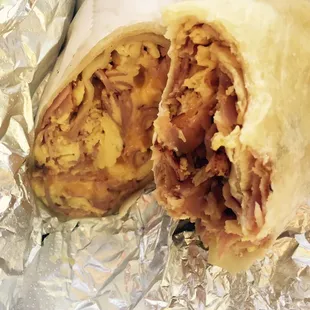 Ham egg and cheese breakfast wrap