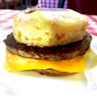 Sausage egg cheese on home made biscuit