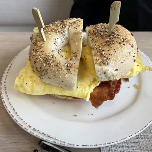 My buddies egg bacon and cheese sandwich.