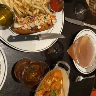 Lobster Roll w Fries, and Shrimp &amp; Grits