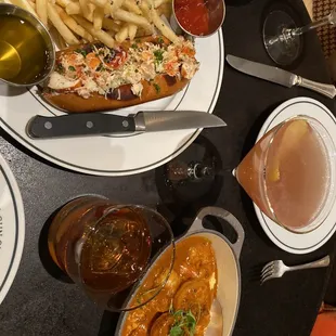 Lobster Roll w fries, and Shimp &amp; Grits.