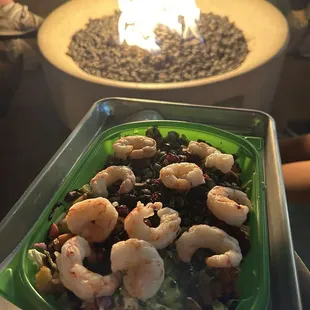 Garden rice bowl with shrimp